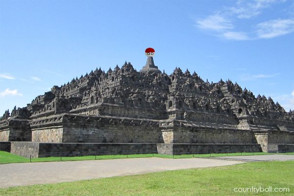Indonesiaball at Borobodur Temple
