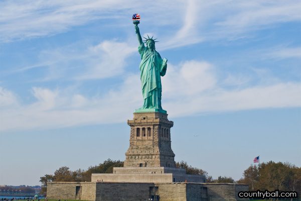 The Statue of Liberty holding an USABall